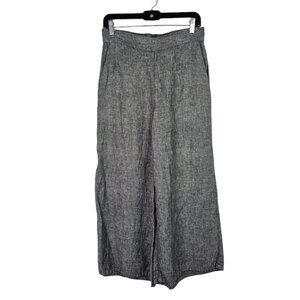 CATHERINE MALANDRINO Wide Leg Linen Pants GRAY size S Boho Casual Coastal Comfy